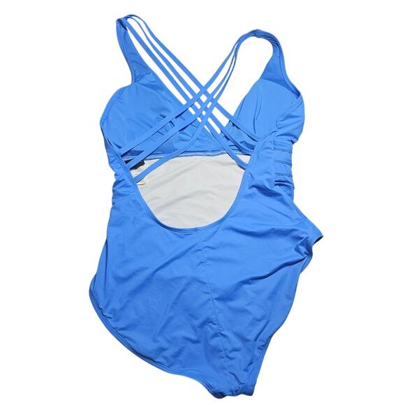 La Blanca Island Goddess Cross Back Mio One Piece Swimsuit Blue Women's 16 - Picture 4 of 8